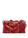 Valentino Garavani Panthea Medium Shoulder Bag In Suede And Nappa With Chevron Motif In Burgundy