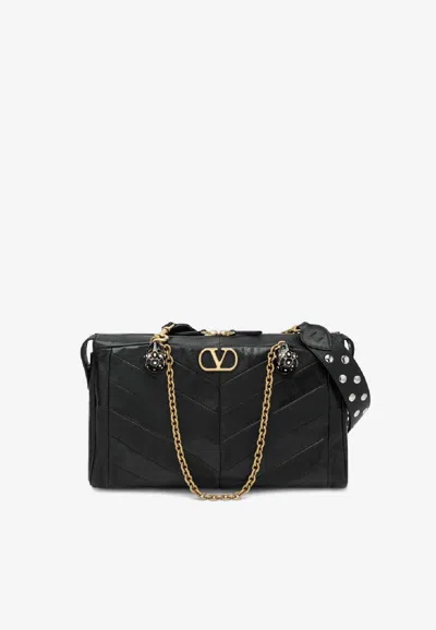 Valentino Garavani Panthea Nappa Leather Shoulder Bag In Black