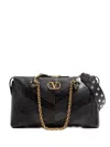 Valentino Garavani Panthea Shoulder Bag In Nappa Leather With Chevron Pattern In Black