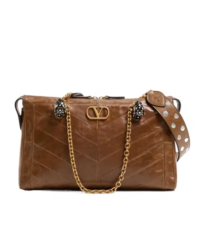 Valentino Garavani Panthea Shoulder Bag In Brown