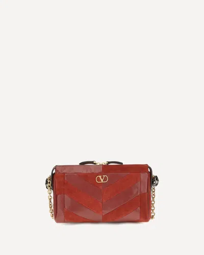 Valentino Garavani Panthea Shoulder Bag Chevron Pattern In Red