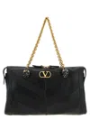 Valentino Garavani  Garavani Panthea Shoulder Bag In Nappa Leather With Chevron Pattern Wom In Black