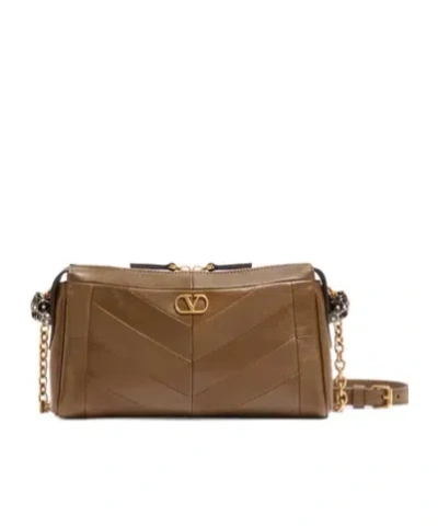 Valentino Garavani Panthea Small Shoulder Bag In Brown