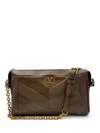 Valentino Garavani Panthea Small Shoulder Bag In Suede And Nappa With Chevron Pattern In Burgundy