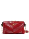 Valentino Garavani Panthea Small Shoulder Bag In Suede And Nappa With Chevron Pattern In Red