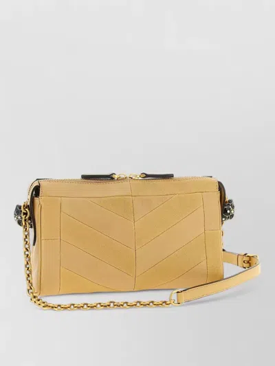 Valentino Garavani Panthea Small Shoulder Chain Bag Chevron In Neutral