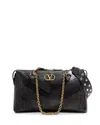 Valentino Garavani  Garavani Panthea Shoulder Bag In Nappa Leather With Chevron Pattern Wom In Black