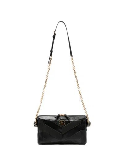 Valentino Garavani Panthea V-logo Leather Shoulder Bag In Black