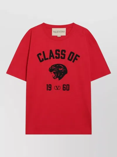 Valentino Panther Graphic Crew Neck Short Sleeve T-shirt In Red