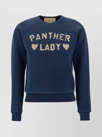 VALENTINO PANTHER LADY CREW NECK SWEATSHIRT