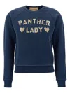 Valentino Panther Lady-print Crew-neck Sweatshirt In Blue