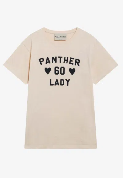 Valentino Panther Lady Print T-shirt In Neutral