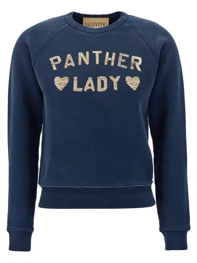 VALENTINO PANTHER LADY SWEATSHIRT BLUE