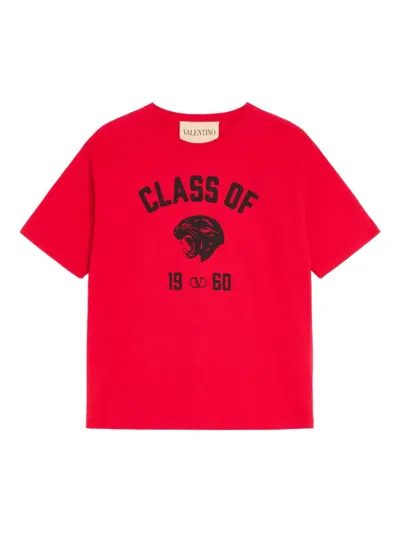 Valentino Panther Graphic Crew Neck Short Sleeve T-shirt In Red