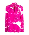 Valentino Shirt Pattern In Crepe De Chine In Pink