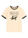 Valentino Garavani Butter-colored T-shirt With Panther Print In Neutral