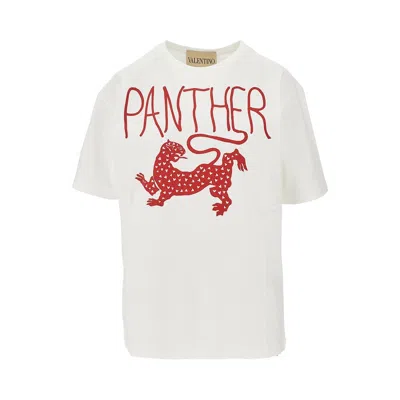 Valentino Panther Print T-shirt In White
