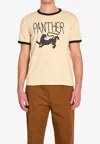 Valentino Garavani Butter-colored T-shirt With Panther Print In Neutral