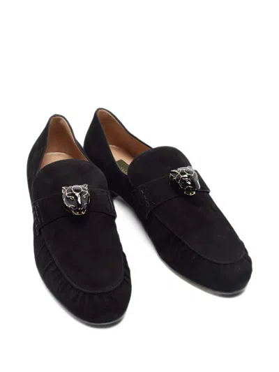 Pre-owned Valentino Garavani Panther Suede Loafers In Black