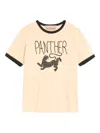 Valentino Garavani Butter-colored T-shirt With Panther Print In Neutral