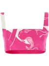 Valentino Printed Silk Crêpe De Chine Crop Top In Pink