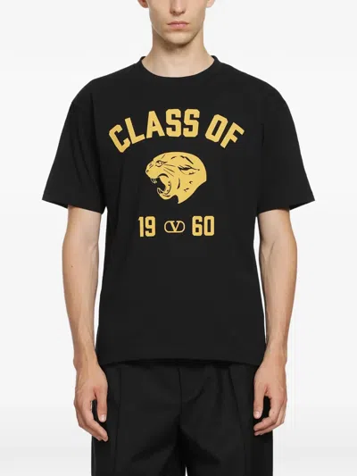 Valentino Class Of 1960 Panther Print T-shirt In Black