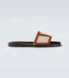 Valentino Garavani Viva Superstar Slide Sandal In Canvas Fabric And Nappa Leather In Braun