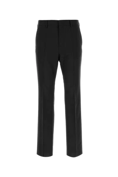 Valentino Garavani Men Midnight Blue Wool Blend Pant In Black