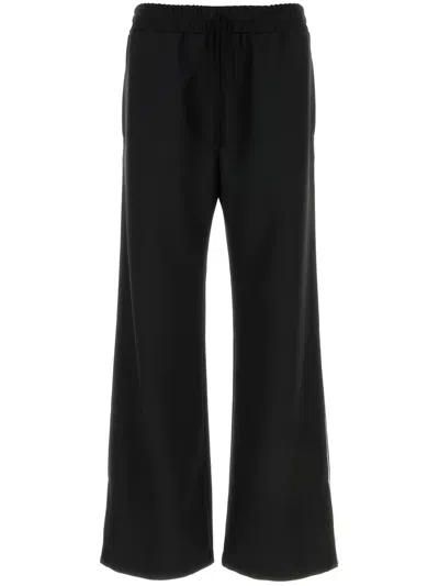 Valentino Wide Leg Polyester Trousers Back Pocket In Black