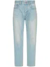 Valentino Vlogo Signature Embossed Tapered Jeans In Blue