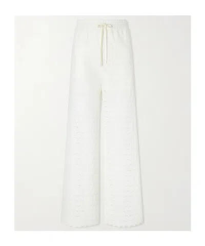 Valentino Mossi Broderie Anglaise Cotton Straight-leg Pants In White