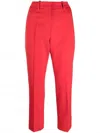 Valentino Tailored Cropped Trousers In Red