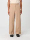Valentino Wide-leg Trousers With Cuffed Hem And Pleats In Neutral