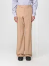 Valentino Wide-leg Trousers With Cuffed Hem And Pleats In Neutral