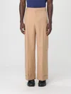 Valentino Wide-leg Trousers With Cuffed Hem And Pleats In Brown