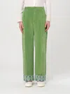 Valentino Garavani Velvet Trousers With Jacquard Hem In Green
