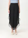 Valentino Ruffled Wide Leg Pants In Black