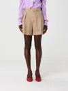 Valentino Tailored Shorts Linen Blend Pleated Design In Neutral