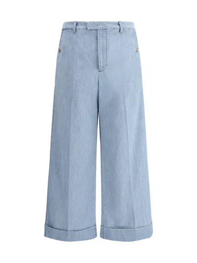 Valentino Pap Denim Pants In Denim Blu Lav Chiaro