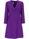 Valentino Crepe Couture Scalloped Minidress In Purple