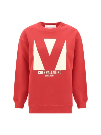 Valentino Pap Maxi Logo Sweatshirt In New Red