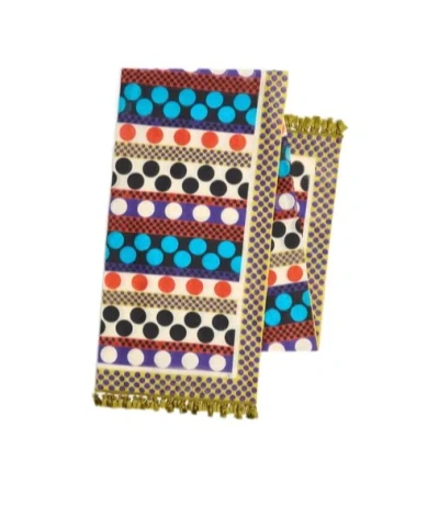 Valentino Garavani Pareo Resort In Cotone E Seta Con Stampa Riga E Pois In Brown