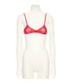 Valentino Silk Red Bra With Bow Detailing And Adjustable Straps In Red