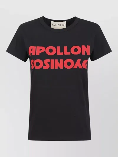 Valentino Paris Crew Neck Graphic Print T Shirt In Black