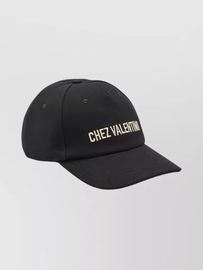 Valentino Garavani Chez Valentino Cotton Baseball Cap With Embroidery In Black