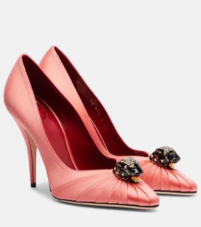 Valentino Garavani Pas De Chat 105 Embellished Satin Pumps In Multi