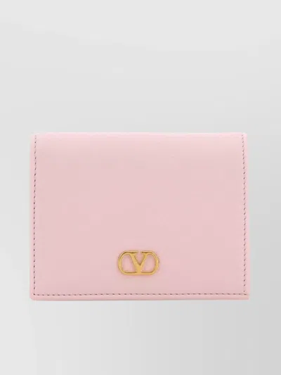 Valentino Garavani Pastel Leather Vlogo Wallet In Pink