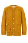 Valentino Mens Patch-pocket Mohair-blend Cable Knit Cardigan Ocra In Orange