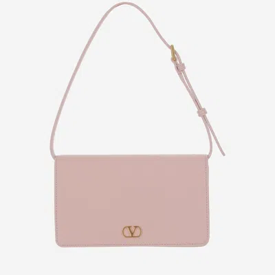 Valentino Garavani Pastel Pink Leather Vlogo Signature Clutch In Rosequartz
