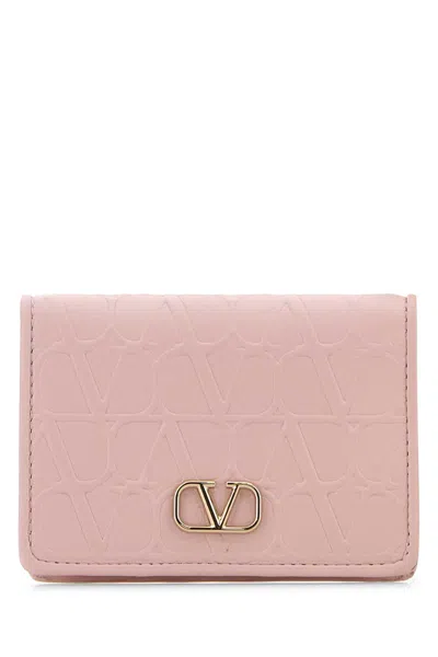 Valentino Garavani Pastel Pink Leather Wallet In Rosequartz